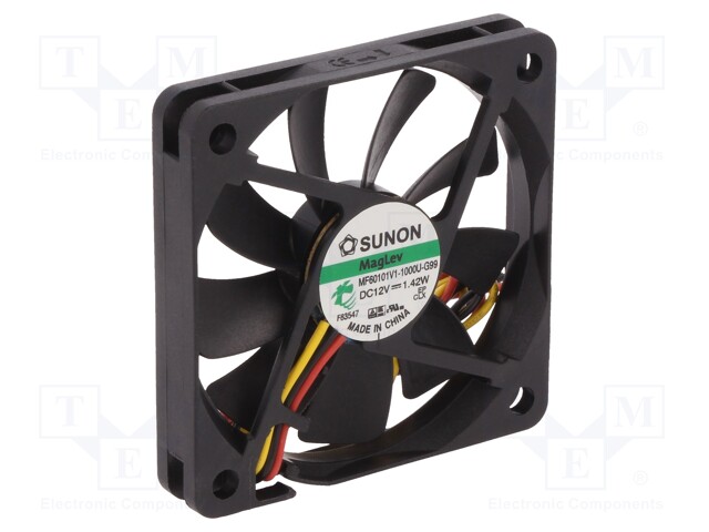 Fan: DC; axial; 12VDC; 60x60x10mm; 27.55m3/h; 28.5dBA; Vapo; 4000rpm