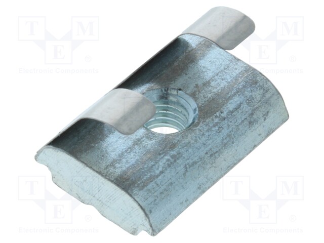 Nut; for profiles; Width of the groove: 10mm; V: with spring leaf