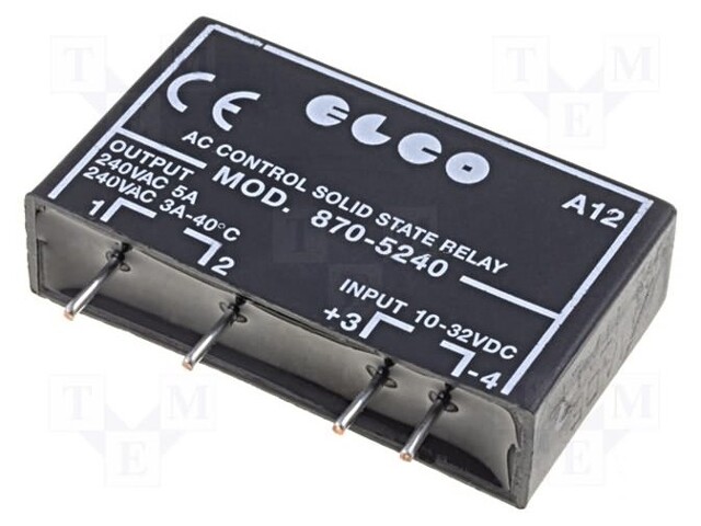 Relay: solid state; SPST-NO; Ucntrl: 10÷32VDC; 5A; max.240VAC