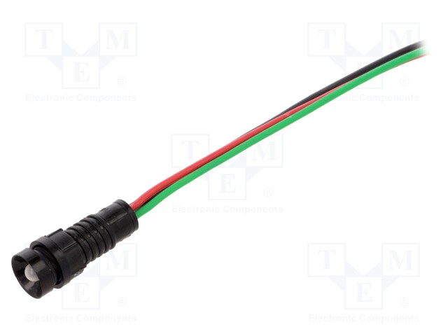 Indicator: LED; recessed; 230VAC; Cutout: Ø11mm; IP40; 300mm leads