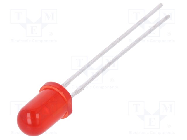 LED; 5mm; red; 1.2÷4mcd; 30°; Front: convex; No.of term: 2