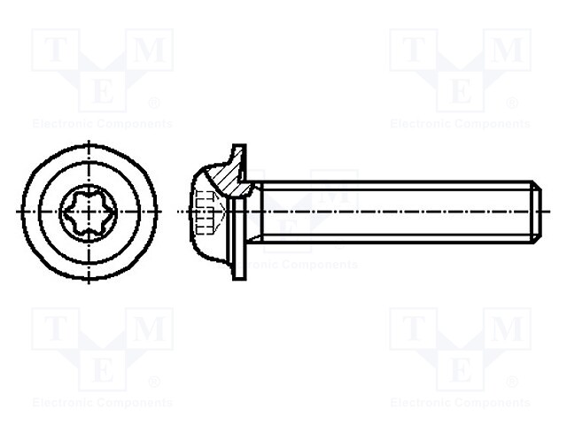 Screw; with flange; M2,5x4; Head: button; Torx®; steel; zinc; TX08