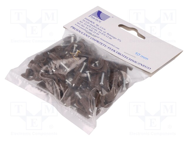 Holder; brown; Application: on round cable; 50pcs; with a nail