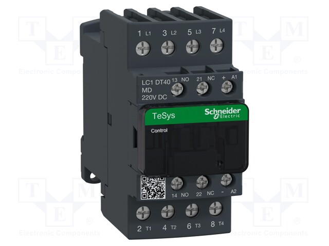 Relay Contactor, TeSys D Series, 4PST-NO, 4P, 40 A at 440 VAC