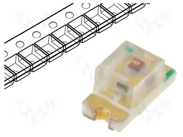 LED; SMD; 0603; amber; 90mcd; 1.6x0.8x0.45mm; 145°; 20mA; λd: 591nm