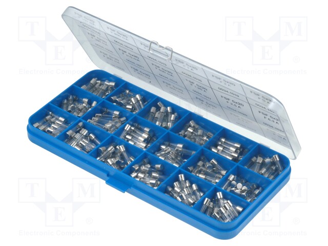 Kit contents: fuses; fuse; 5x20mm; Range of val: 0,1A÷10A; 195pcs.