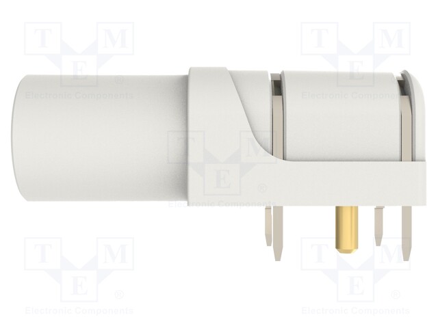 Socket; 4mm banana; 24A; 1kV; white; gold-plated; PCB; -25÷80°C