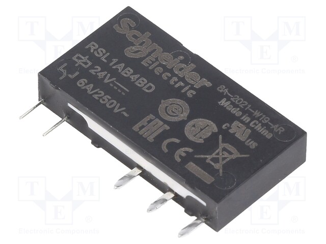 General Purpose Relay, RSL Series, Interface, SPDT, 24 VDC, 6 A