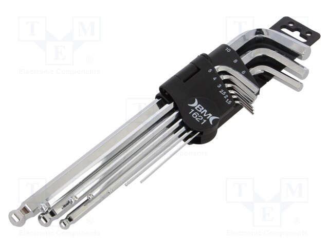 Wrenches set; hex key,spherical; 9pcs.