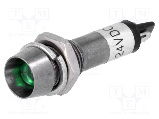 Indicator: LED; recessed; 24VDC; Cutout: Ø8.2mm; IP40; metal