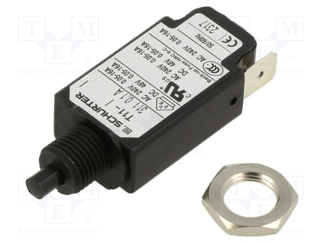 Circuit breaker; Urated: 240VAC; 48VDC; 0.1A; SPST; Poles: 1; screw