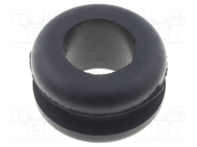 Grommet; Ømount.hole: 9mm; Øhole: 6mm; rubber; black