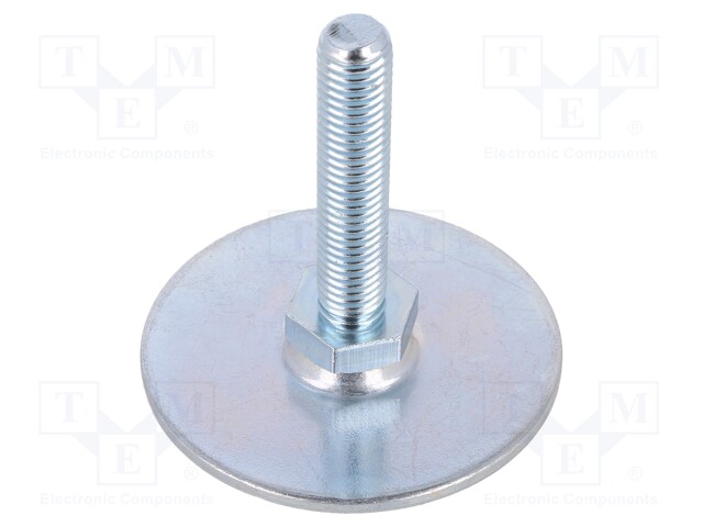 Foot of pin; Base dia: 60mm; M10; steel; Plunger length: 50mm