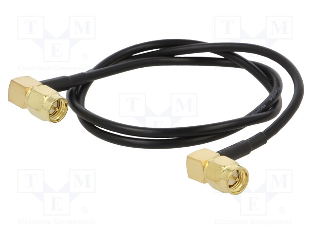 Cable; 50Ω; 0.5m; SMA plug,both sides; black; angled