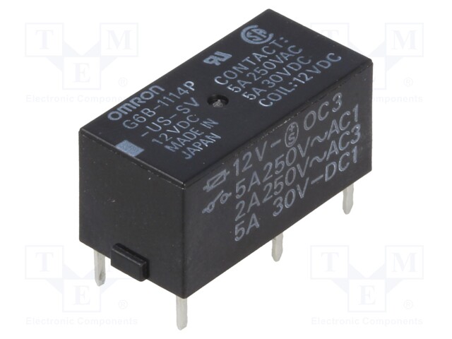 Relay: electromagnetic; SPST-NO; Ucoil: 12VDC; 5A/250VAC; 5A/30VDC