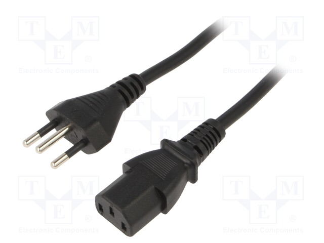 Cable; IEC C13 female,NBR 14136 (N) plug; 1.8m; black; PVC; 10A