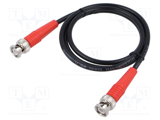 Test lead; 2x BNC male plug; BNC; Len: 1m; red; Z: 50Ω; Kind: RG58