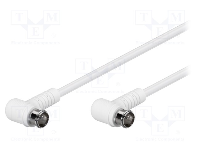 Cable; 75Ω; 5m; both sides,F plug angular "quick"; white