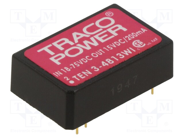 Converter: DC/DC; 3W; Uin: 18÷75V; 15VDC; Iout: 200mA; DIP24; 12g