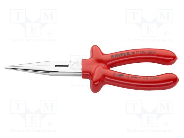 Pliers; cutting,half-rounded nose,universal; 200mm