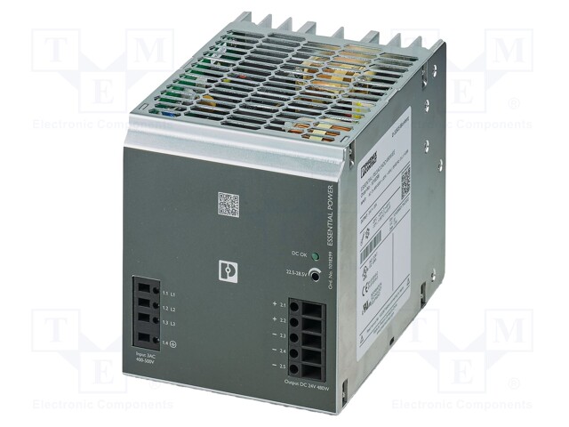 Power supply: switched-mode; for DIN rail; 480W; 24VDC; 0÷20A