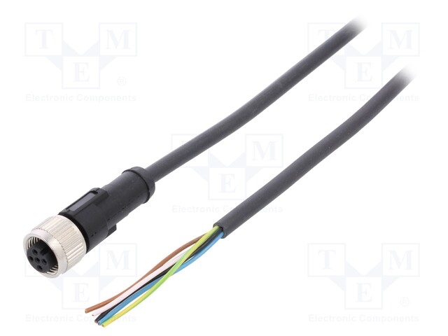 Connection lead; M12; PIN: 5; straight; 5m; plug; 60VAC; 4A; -25÷80°C