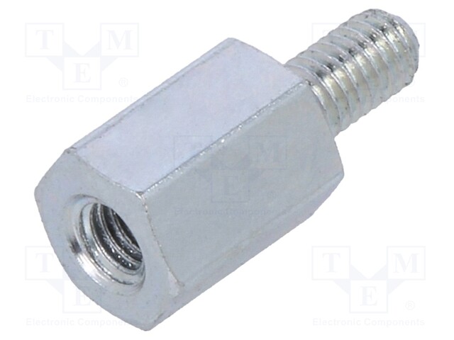 Screwed spacer sleeve; Int.thread: M3; 8mm; Ext.thread: M3; steel