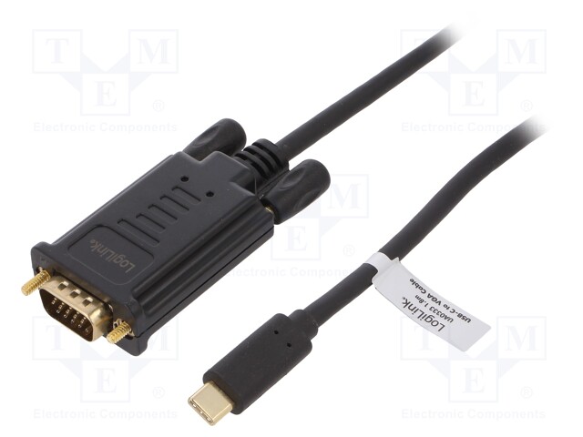 Adapter; D-Sub 15pin HD plug,USB C plug; 3m; Colour: black