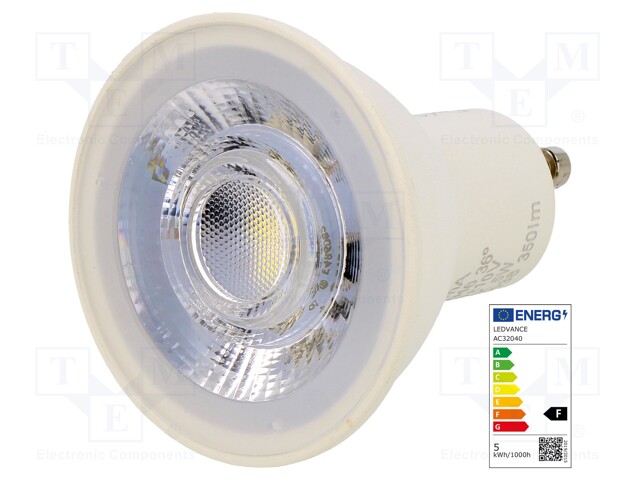 LED lamp; cool white; GU10; 230VAC; 350lm; 5W; 36°; 6500K; CRImin: 80