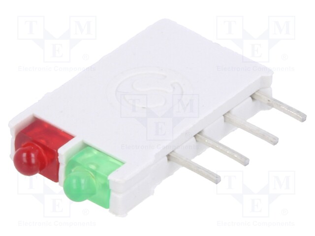 LED; in housing; red/green; 1.8mm; No.of diodes: 2; 10mA; 38°