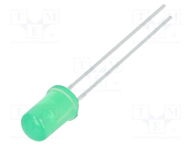 LED; 5mm; green; 1400÷2200mcd; 60°; Front: convex; No.of term: 2