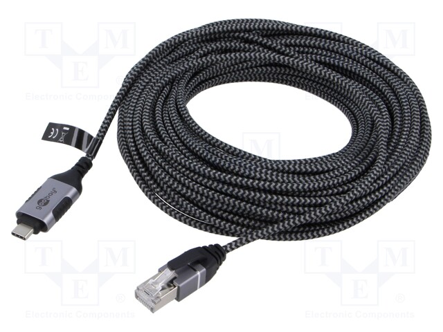 Cable; slim,USB 3.1; RJ45 plug,USB C plug; nickel plated; 15m