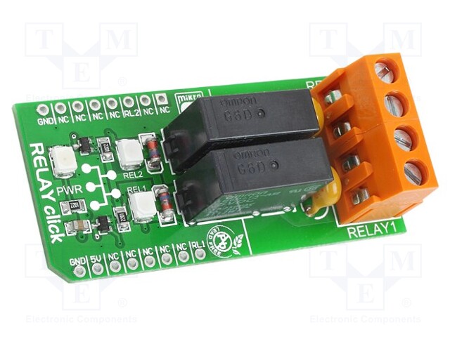 Click board; relay; GPIO; G6D1AASI-5DC; mikroBUS connector; 5VDC