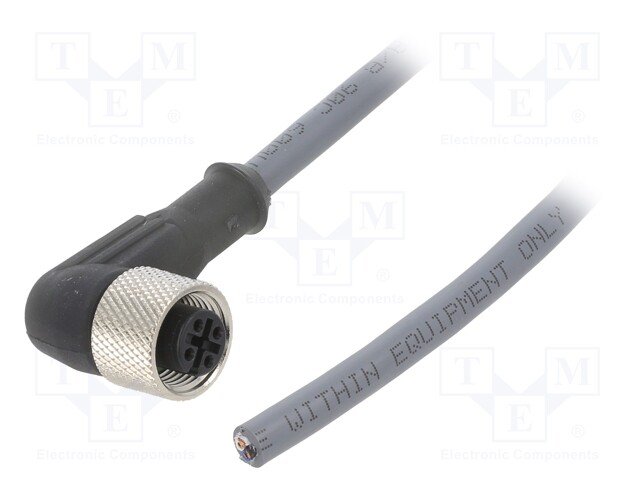 Connection lead; M12; PIN: 4; angled; 0.6m; plug; 250VAC; 2.2A; IP67