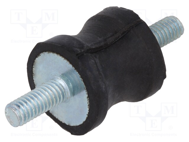 Vibration damper; M4; Ø: 15mm; rubber; L: 15mm; Thread len: 10mm