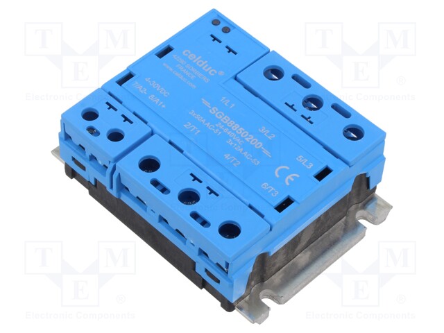 Solid State Relay, Three-phase, 50 A, 640 VAC, Panel, Screw, Zero Crossing