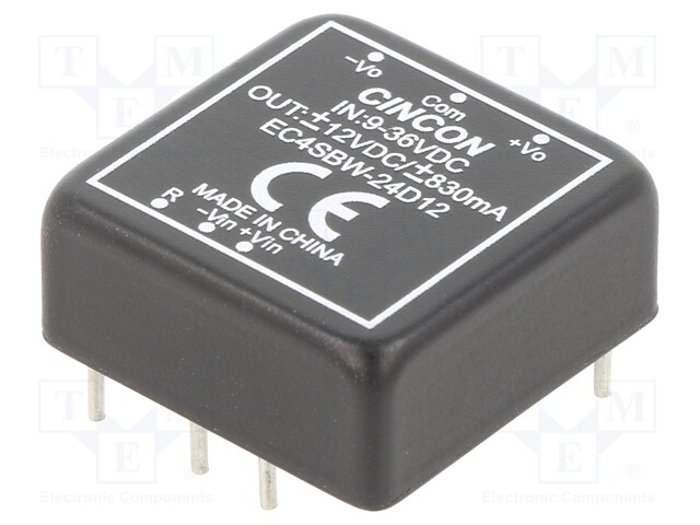 Converter: DC/DC; 20W; Uin: 9÷36V; 12VDC; Iout: 830mA; 18g; 330kHz