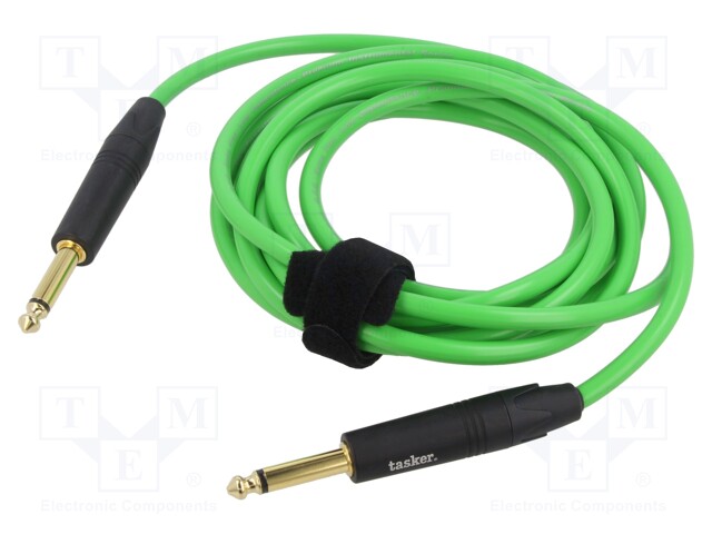 Cable; Jack 6,3mm 2pin plug,both sides; 9m; green; 0.25mm2