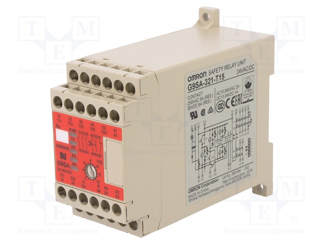 Module: safety relay; Series: G9SA; 24VDC; IN: 2; Mounting: DIN