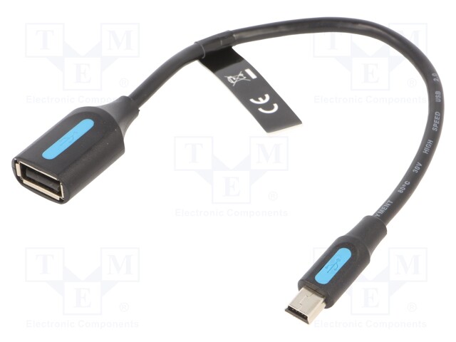 Cable; USB 2.0; USB A socket,USB B mini plug; nickel plated