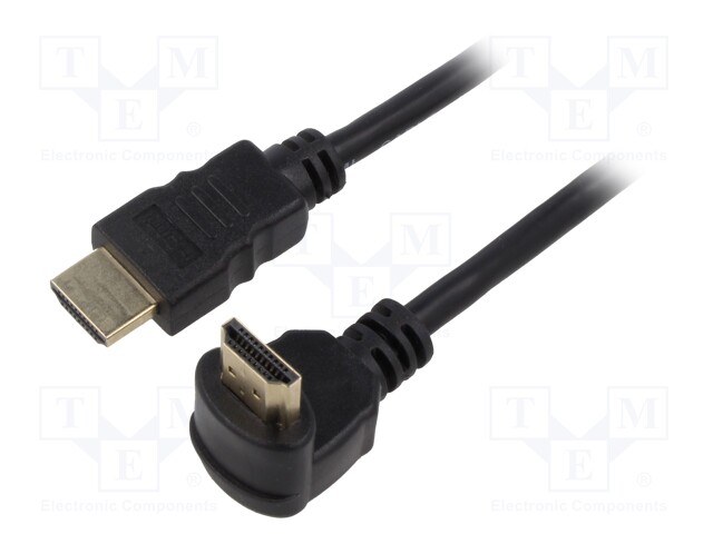 Cable; HDMI 1.4; HDMI plug,HDMI plug 90°; Len: 1.5m; black; 30AWG