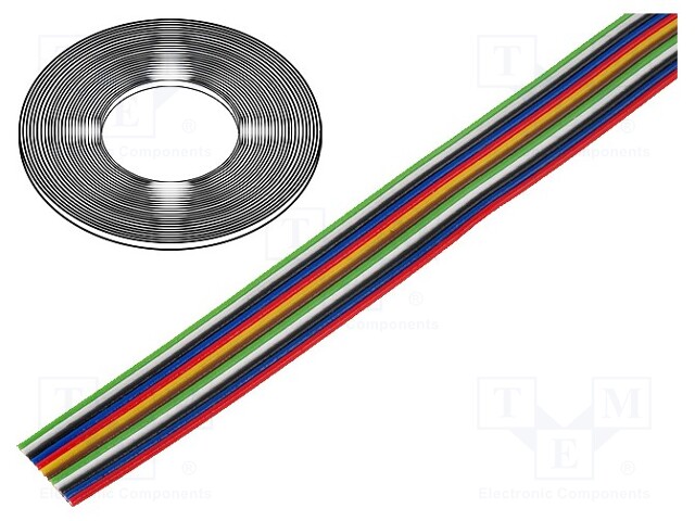 Wire: ribbon; stranded; Cu; 12x0,22mm2; unshielded; PVC; 150V; 50m