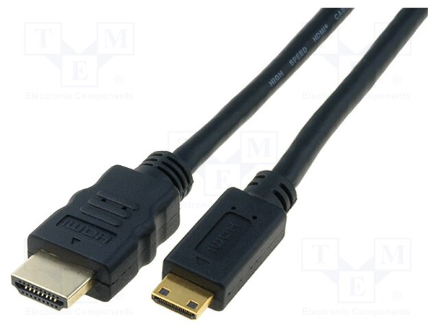 Cable; HDMI 1.3; HDMI mini plug,HDMI plug; 3m; black