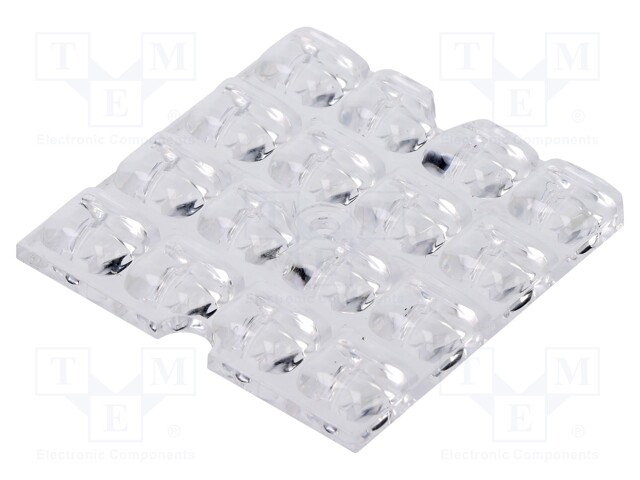 LED lens; square; Mat: PMMA plexiglass; transparent; H: 4.4mm