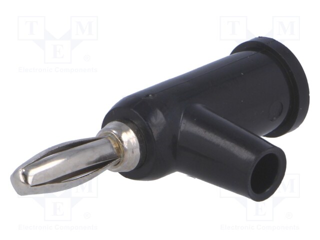 Plug; 4mm banana; 24A; 60VDC; black; with 4mm transversal socket