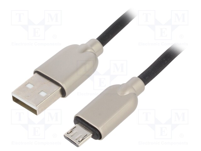 Cable; USB 2.0; USB A plug,USB B micro plug; gold-plated; 1m