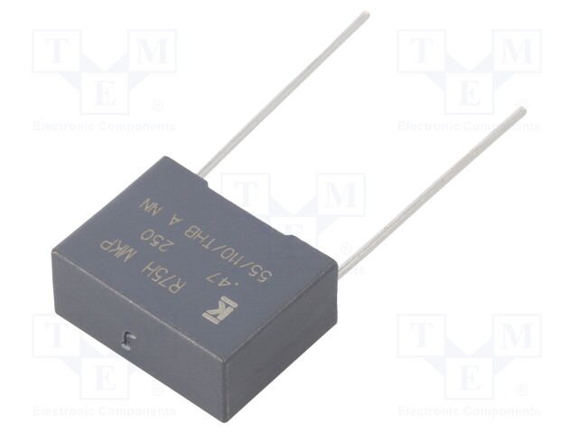 DC Film Capacitor, 0.47 µF, 250 V, Metallized PP, ± 5%, R75H Series, Radial Box