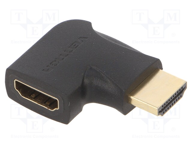 Adapter; HDMI 1.4; HDMI socket,HDMI plug 270°; black