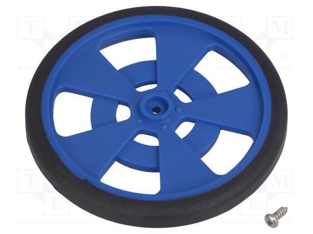 Wheel; blue; Shaft: two sides flattened; Pcs: 1; screw; Ø: 69mm