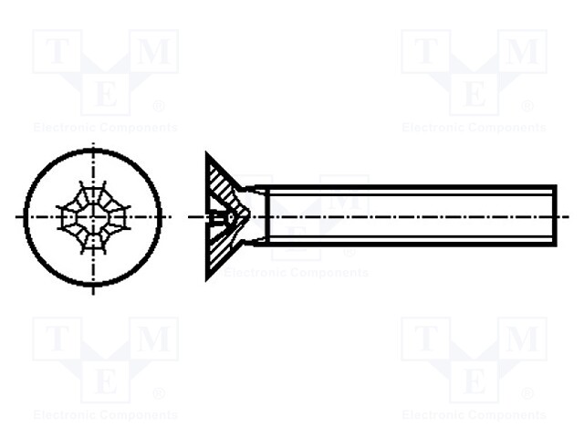 Screw; M2,5x25; DIN: 965A; Head: countersunk; Phillips; steel; zinc